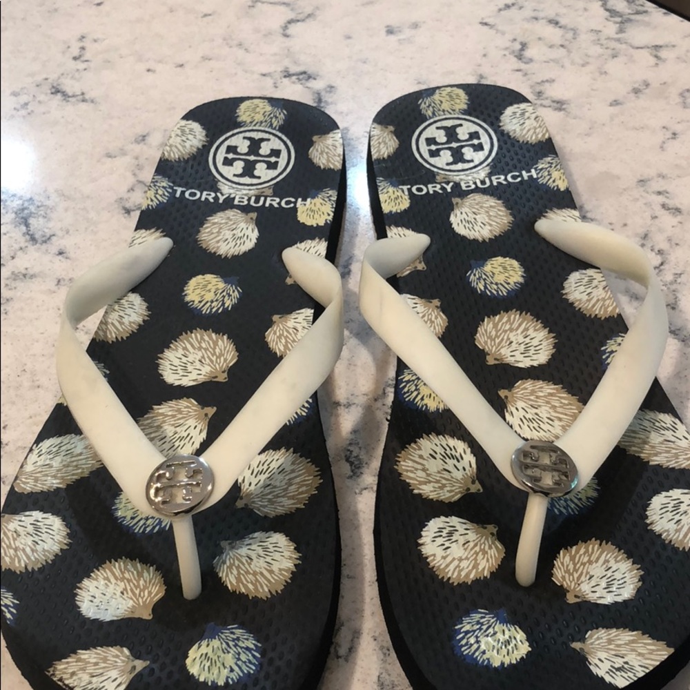 Tory Burch Blue Bleach/Hedgehog Flip Flop Sandals